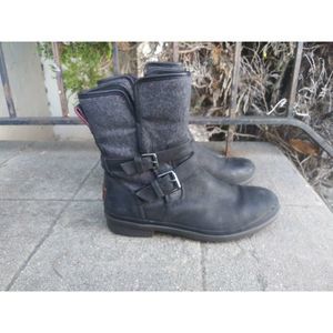 UGG Simmens Womens Moto Boots Leather Felt Shearling